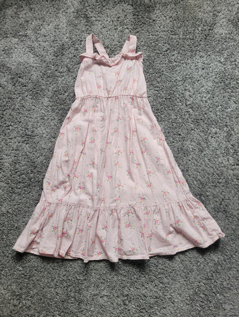 Cat & Jack Pink Floral Ruffle-Trim Girls' Dress Size 4/5T Long Maxi Dress